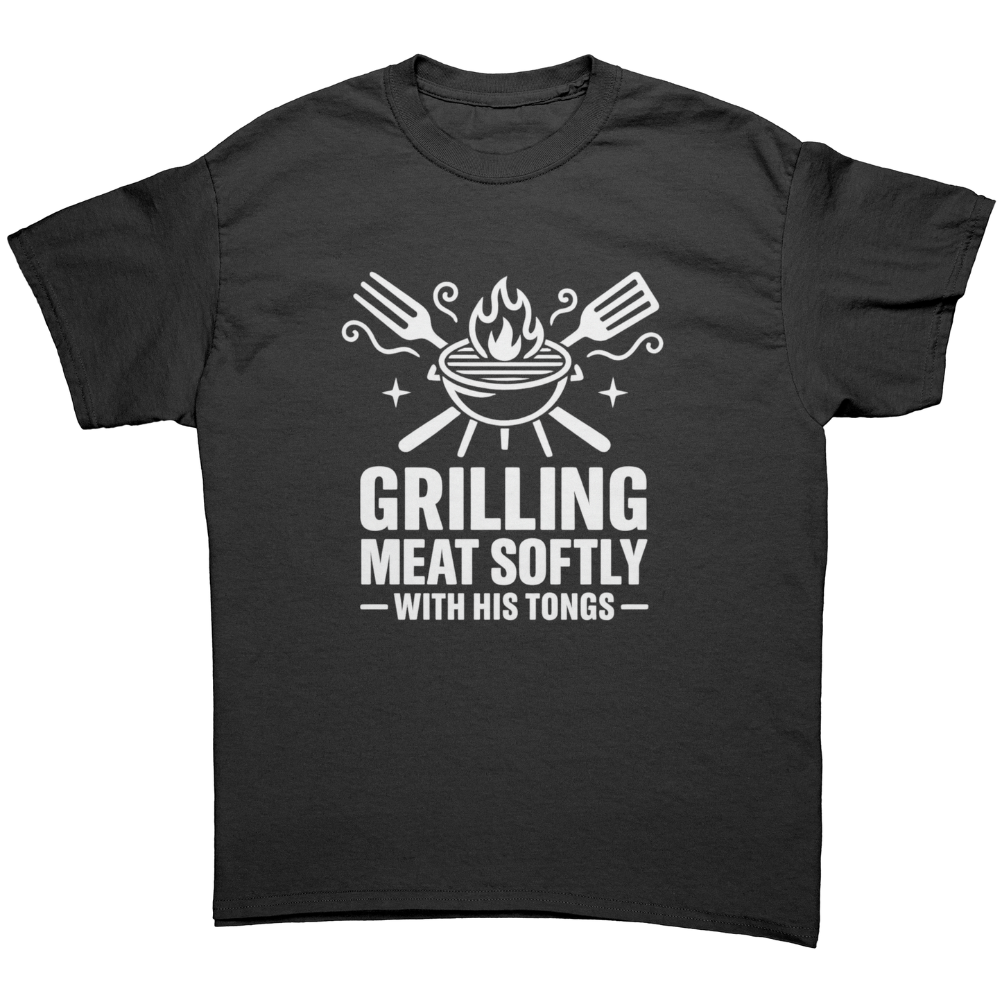 Funny BBQ T-Shirt for Men – “Grilling Meat Softly With His Tongs”