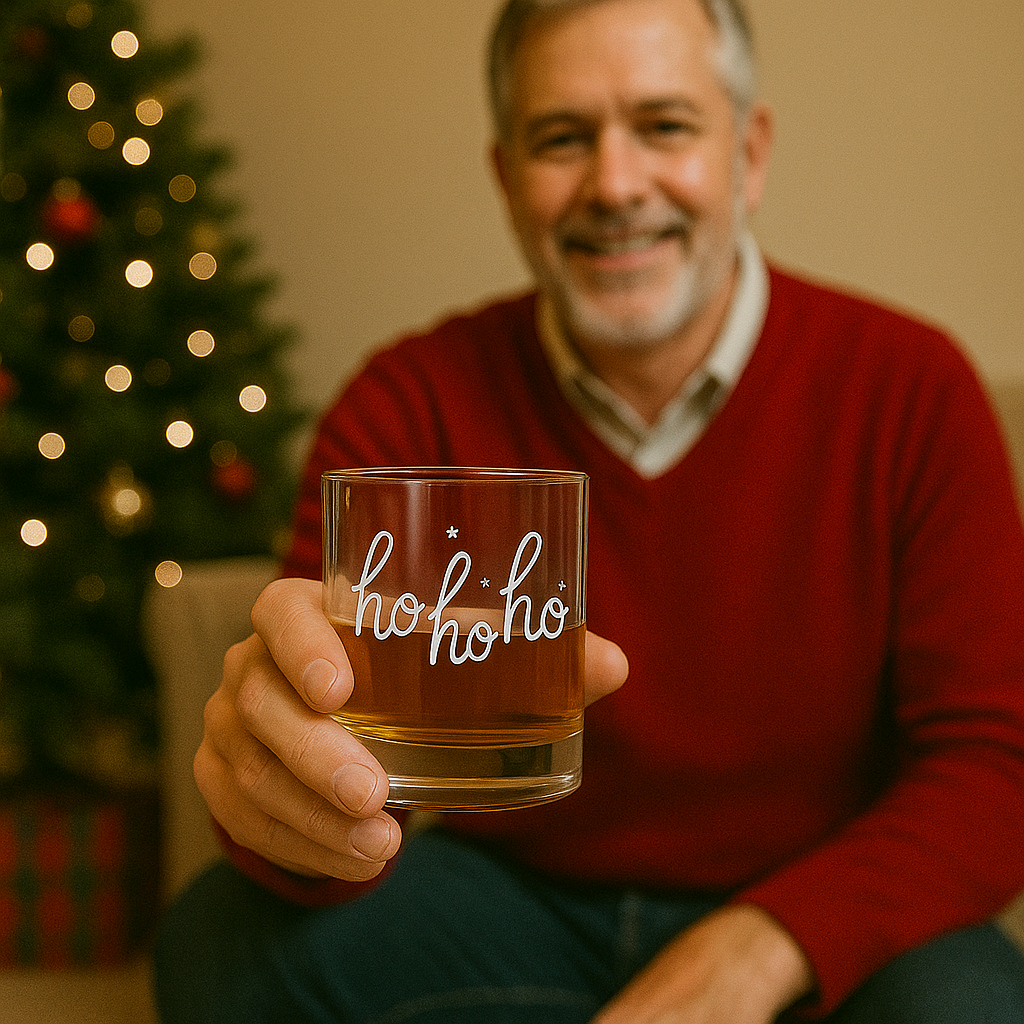 Festive Santa & HoHoHo Christmas Rocks Glass – 10oz