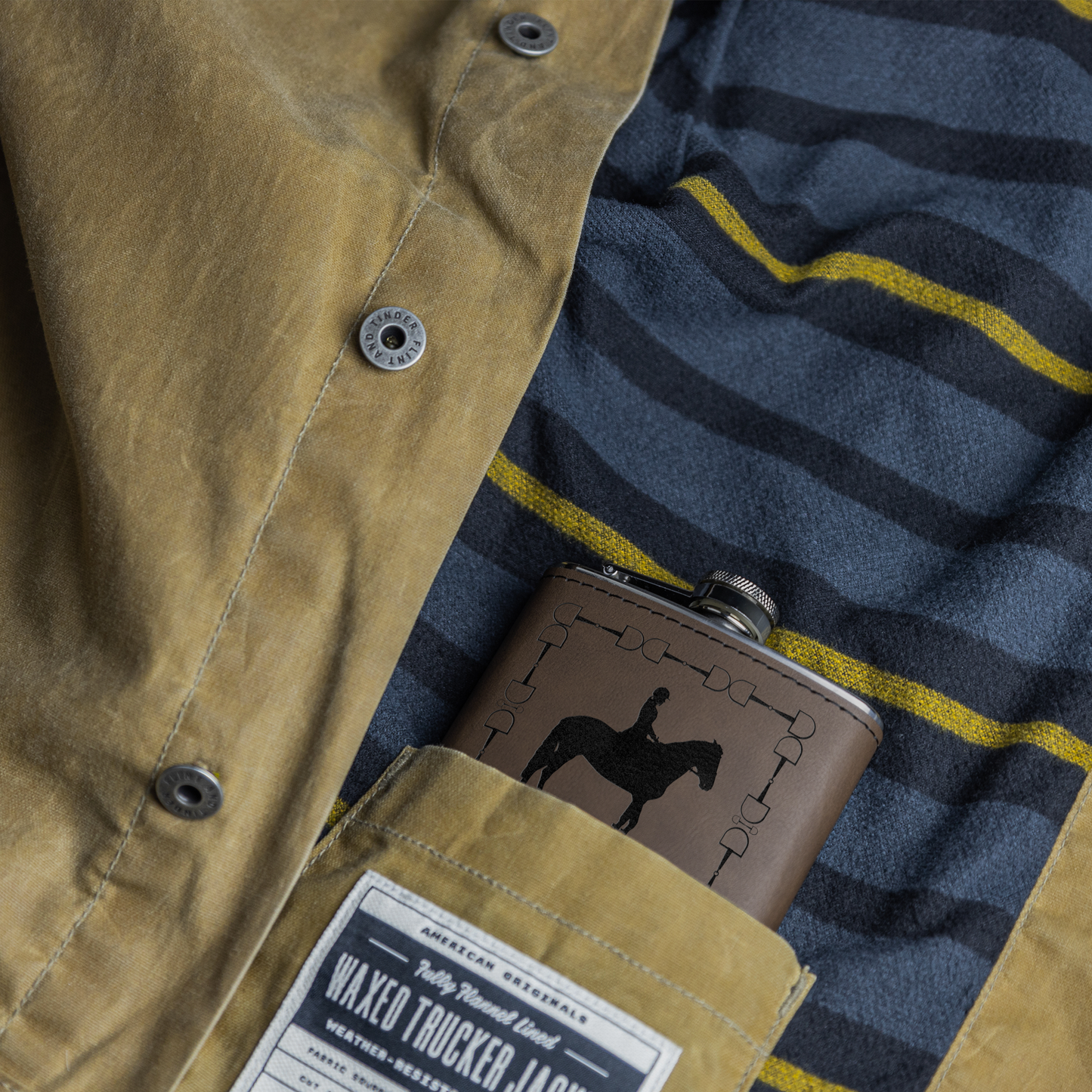 Equestrian | Foxhunting Laser-Engraved Stainless Flask, 6oz