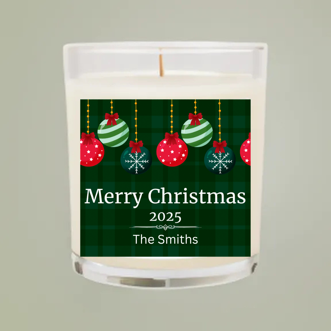 Personalized Holiday Christmas Gift - 11oz Soy Candle – Eco-Friendly & USA Made - CUSTOM LABELS
