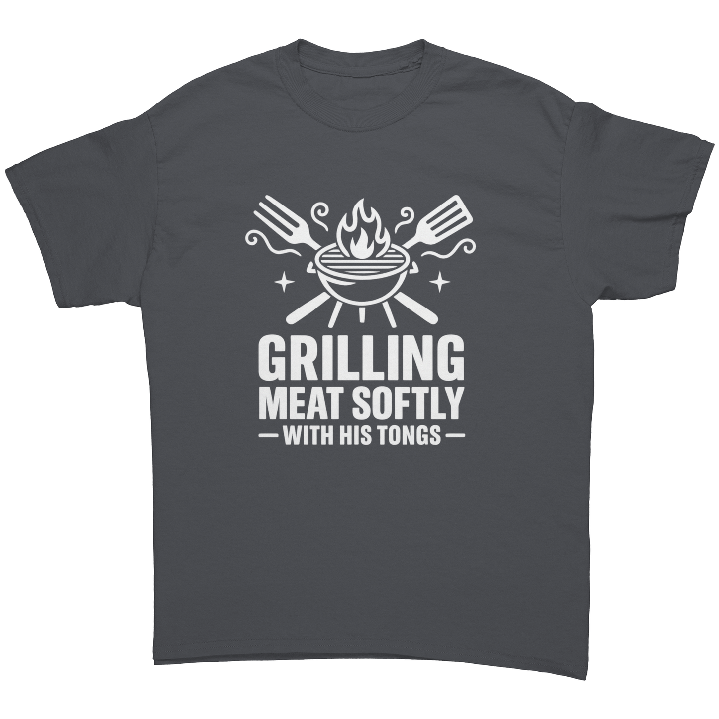 Funny BBQ T-Shirt for Men – “Grilling Meat Softly With His Tongs”