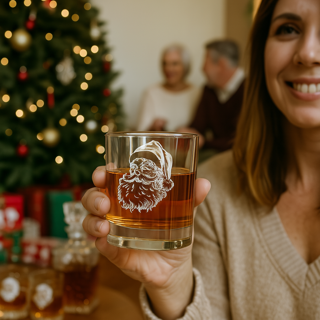 Festive Santa & HoHoHo Christmas Rocks Glass – 10oz