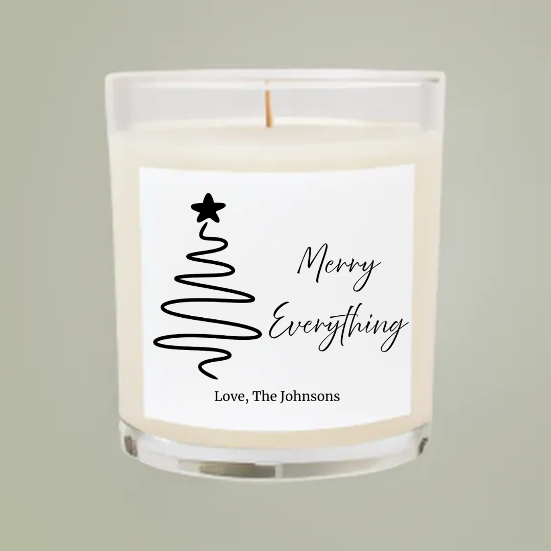 Personalized Holiday Christmas Gift - 11oz Soy Candle – Eco-Friendly & USA Made - CUSTOM LABELS
