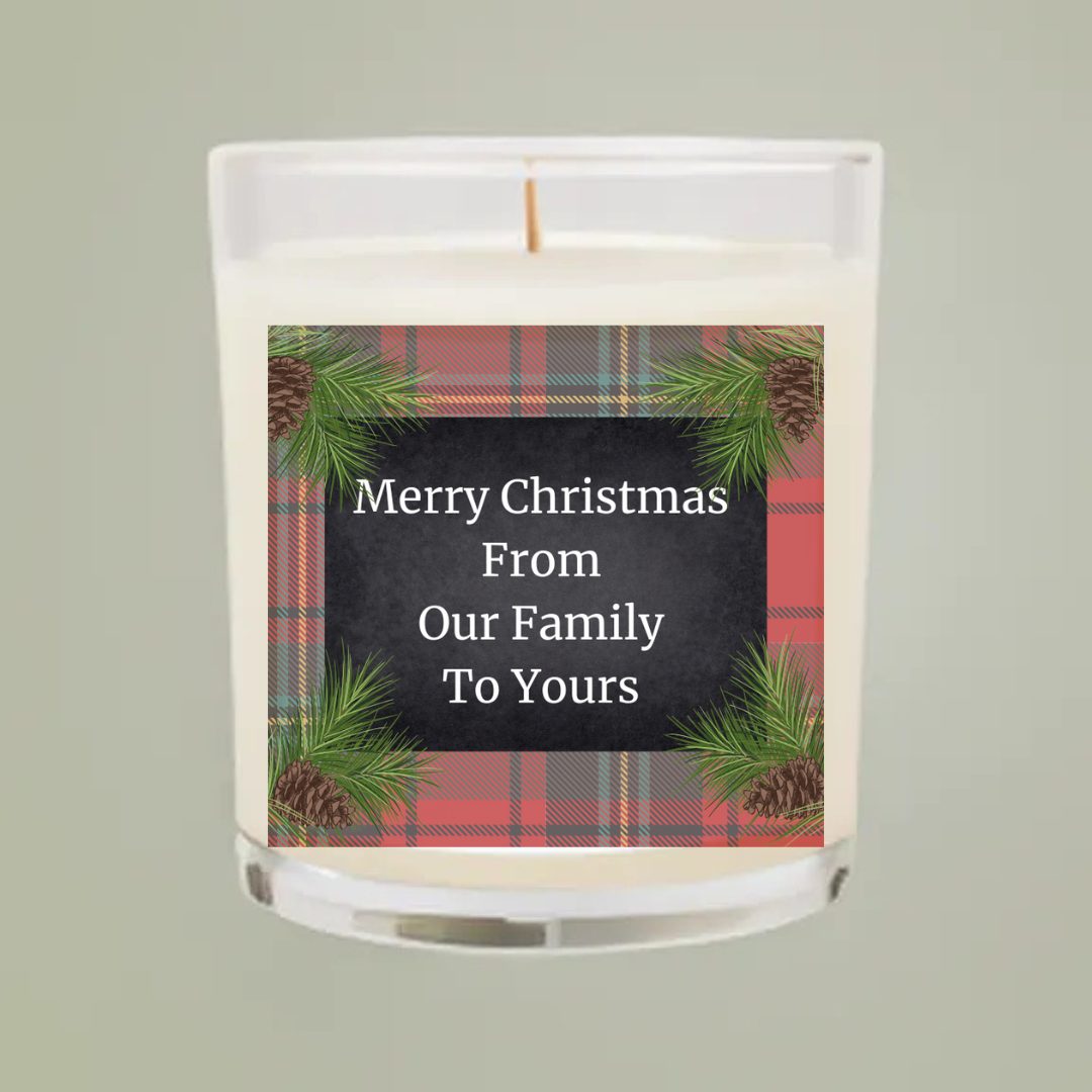 Personalized Holiday Christmas Gift - 11oz Soy Candle – Eco-Friendly & USA Made - CUSTOM LABELS