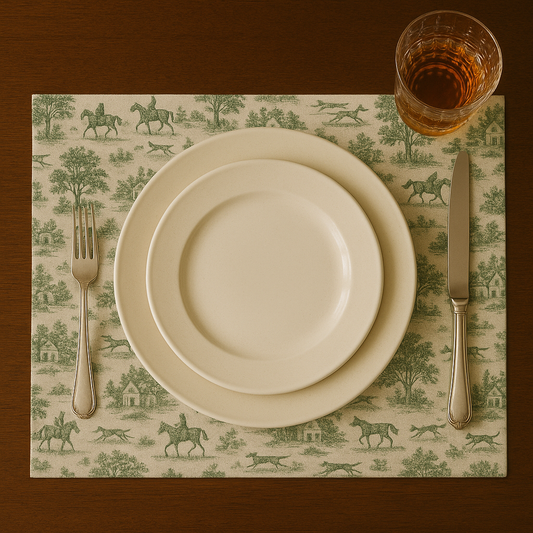 Equine Equestrian Toile de Jouy Placemat 12 × 17 | USA Made