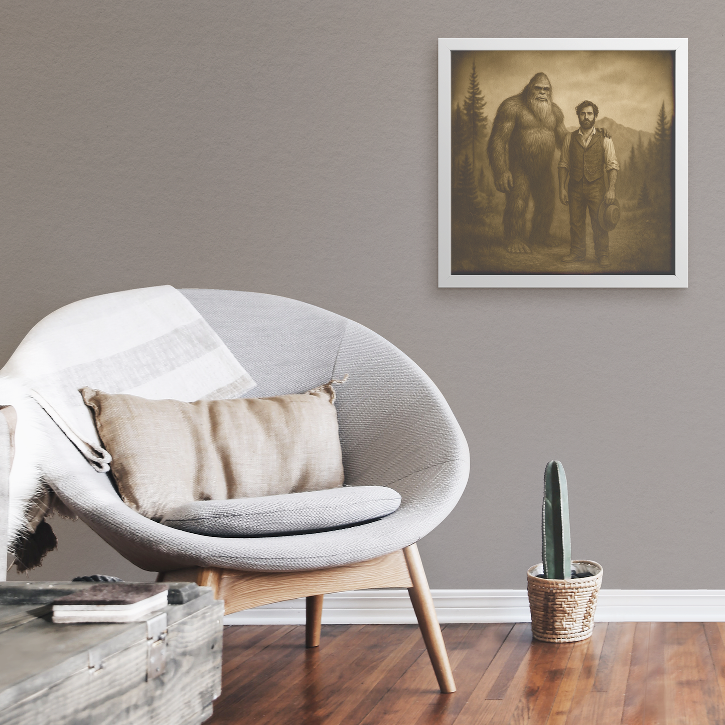 Custom Bigfoot Companion Portrait | Square Framed Art Print