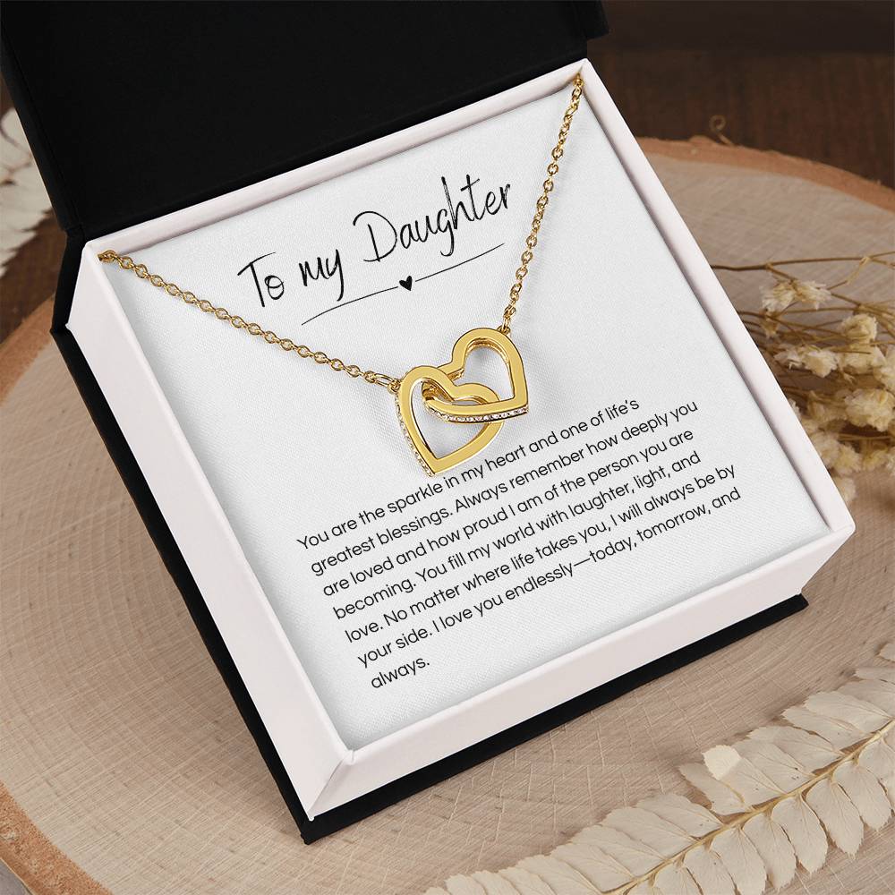 To My Daughter – Interlocking Hearts Necklace - Daughter | Adopted Daughter | StepDaughter | Daughter-in-Law