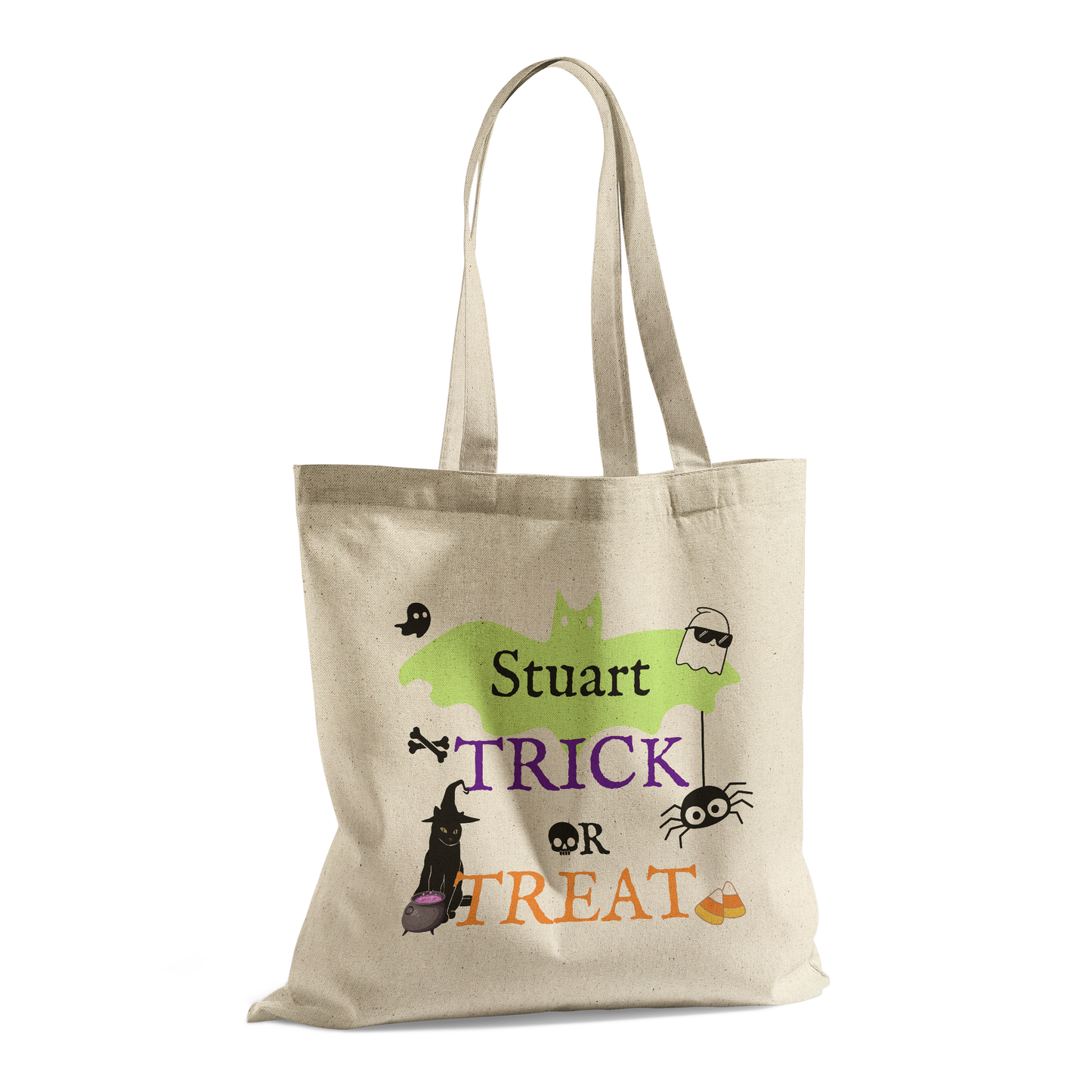 Personalized Cotton Trick or Treat Tote Bag – with 6 Fun Designs