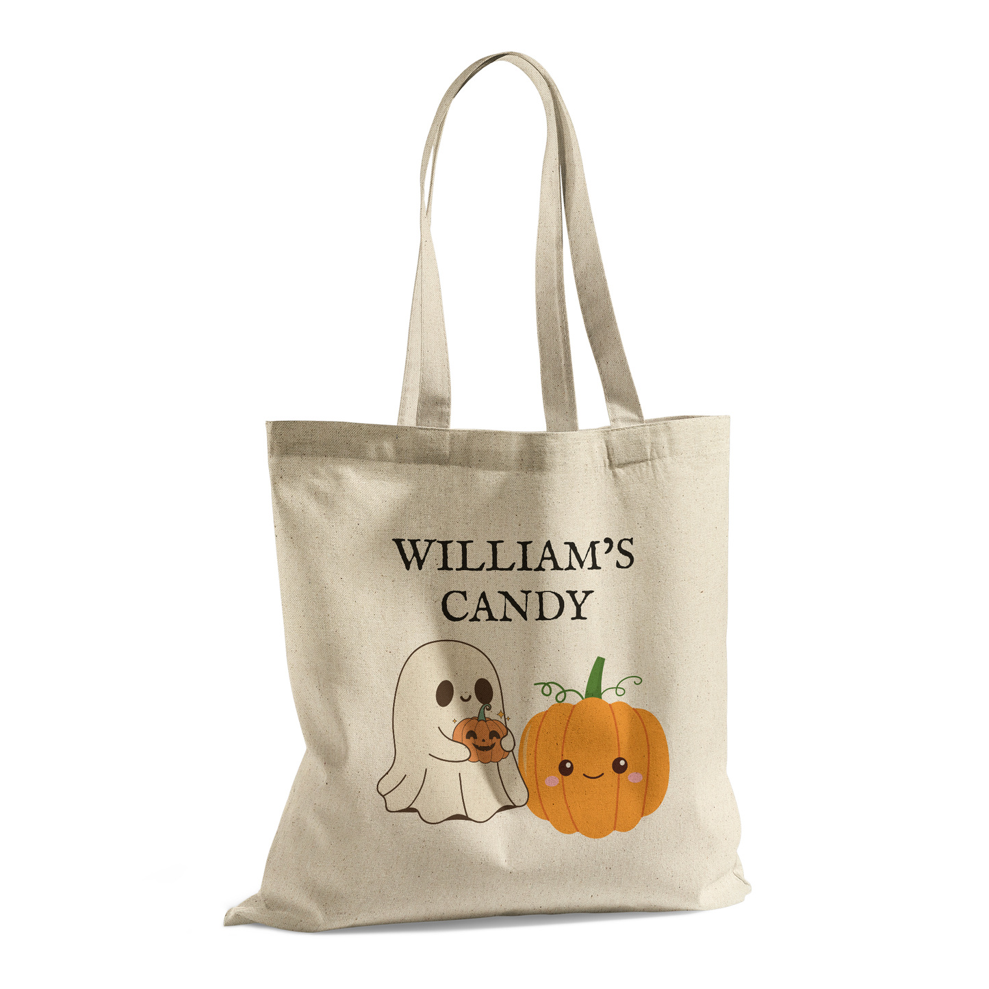 Personalized Cotton Trick or Treat Tote Bag – with 6 Fun Designs