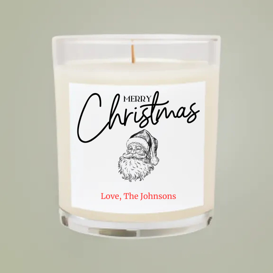 Personalized Holiday Christmas Gift - 11oz Soy Candle – Eco-Friendly & USA Made - CUSTOM LABELS