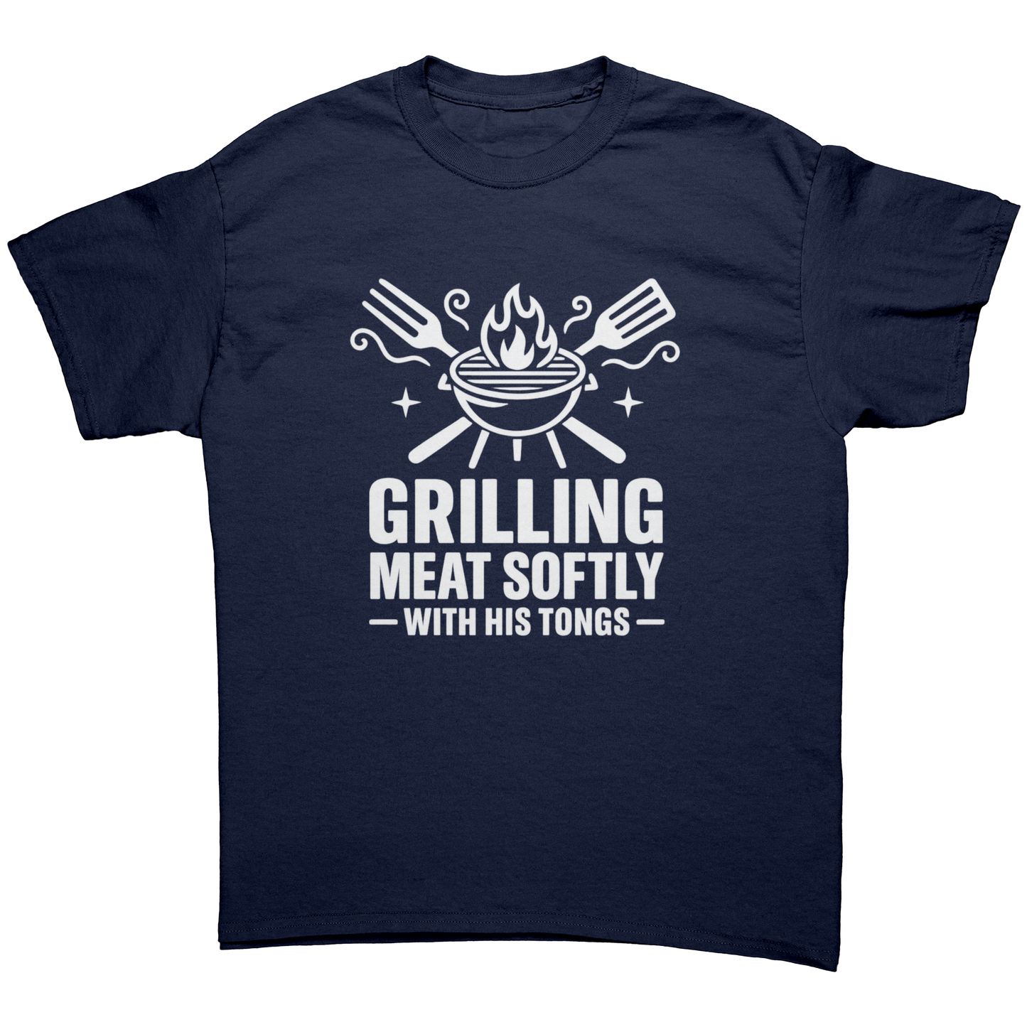 Funny BBQ T-Shirt for Men – “Grilling Meat Softly With His Tongs”