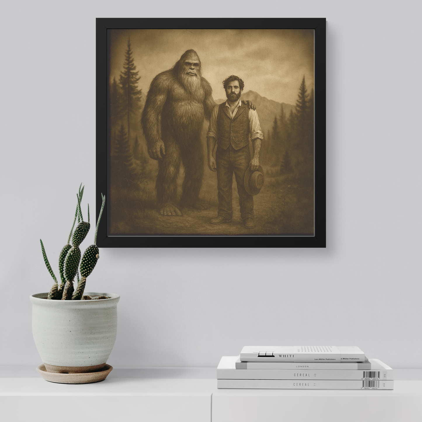 Custom Bigfoot Companion Portrait | Square Framed Art Print