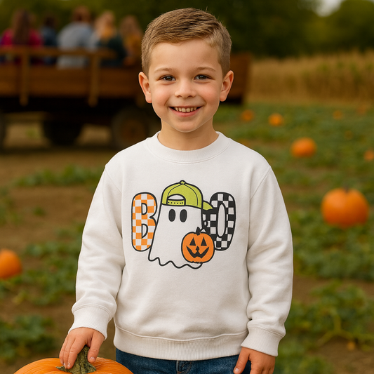BOO Ghost Kids Halloween T-Shirt – Trick or Treat Graphic Tee (Toddlers)