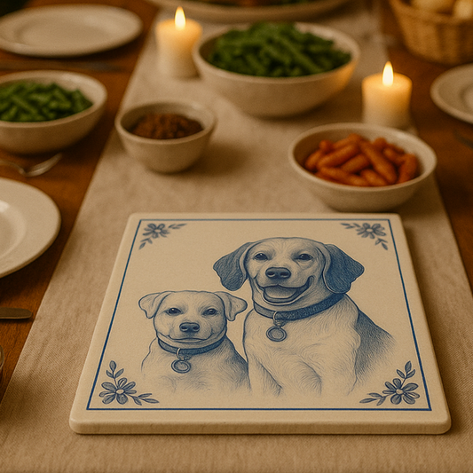 Personalized Delft Tile | Custom Pet Photo Ceramic Tile (Portrait or Landscape)