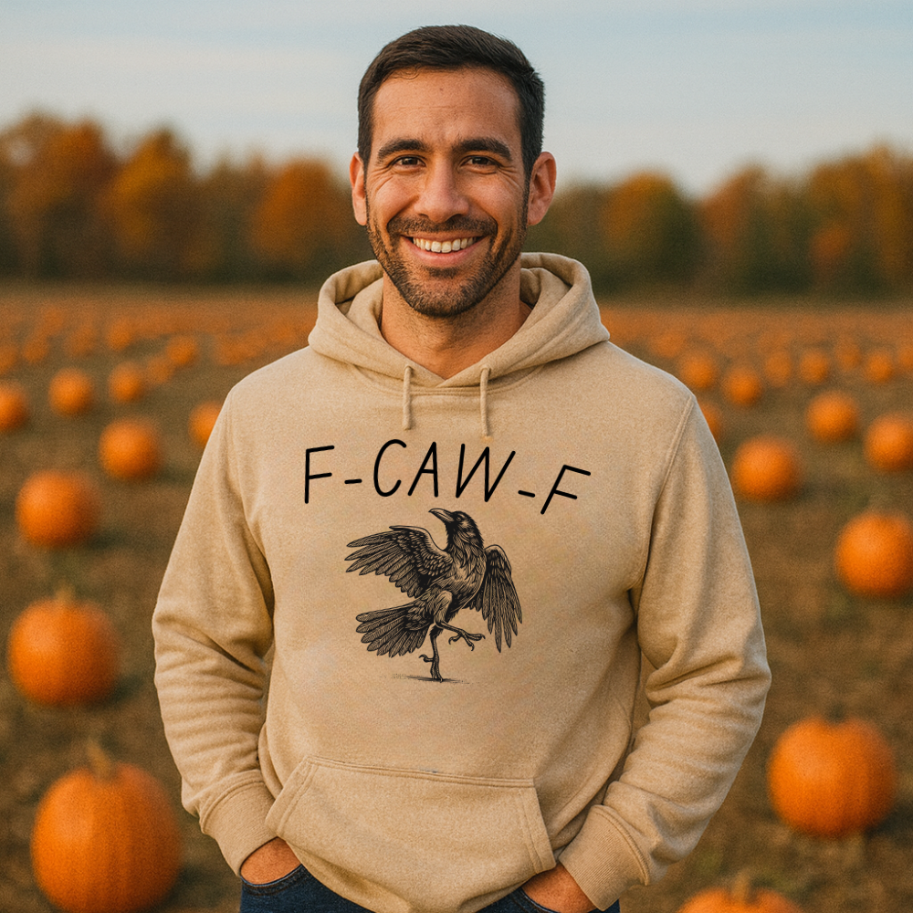 F-CAW-F Funny Crow Hoodie — Unisex Heavy-Blend Halloween Sweatshirt
