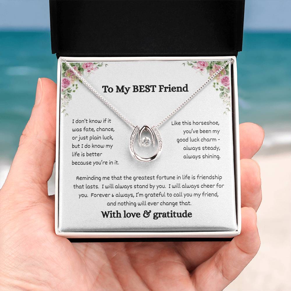 Lucky Horseshoe Necklace Gift – To My Wife, Soon-to-Be Wife, Adopted Daughter, Best Friend, Daughter from Mom, Daughter from Dad