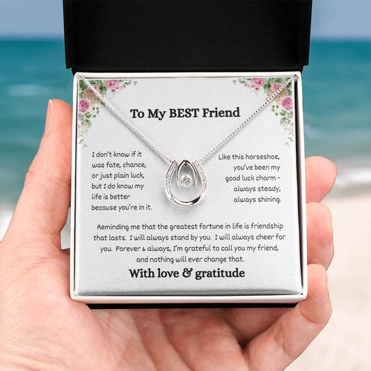 Lucky Horseshoe Necklace Gift – To My Wife, Soon-to-Be Wife, Adopted Daughter, Best Friend, Daughter from Mom, Daughter from Dad