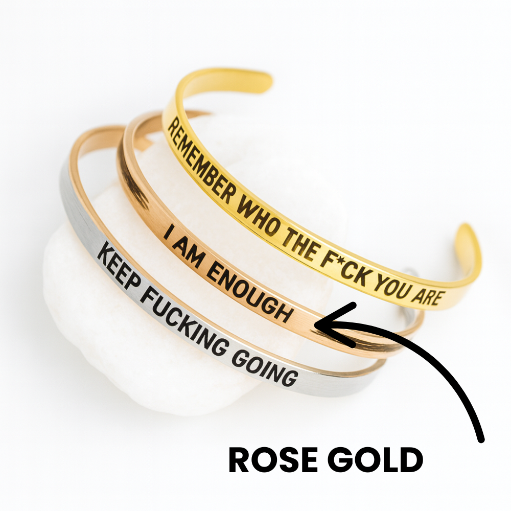 Custom Engraved Stainless Steel Cuff Bracelet – Personalized Text in 18K Gold, Rose Gold or Silver Finish