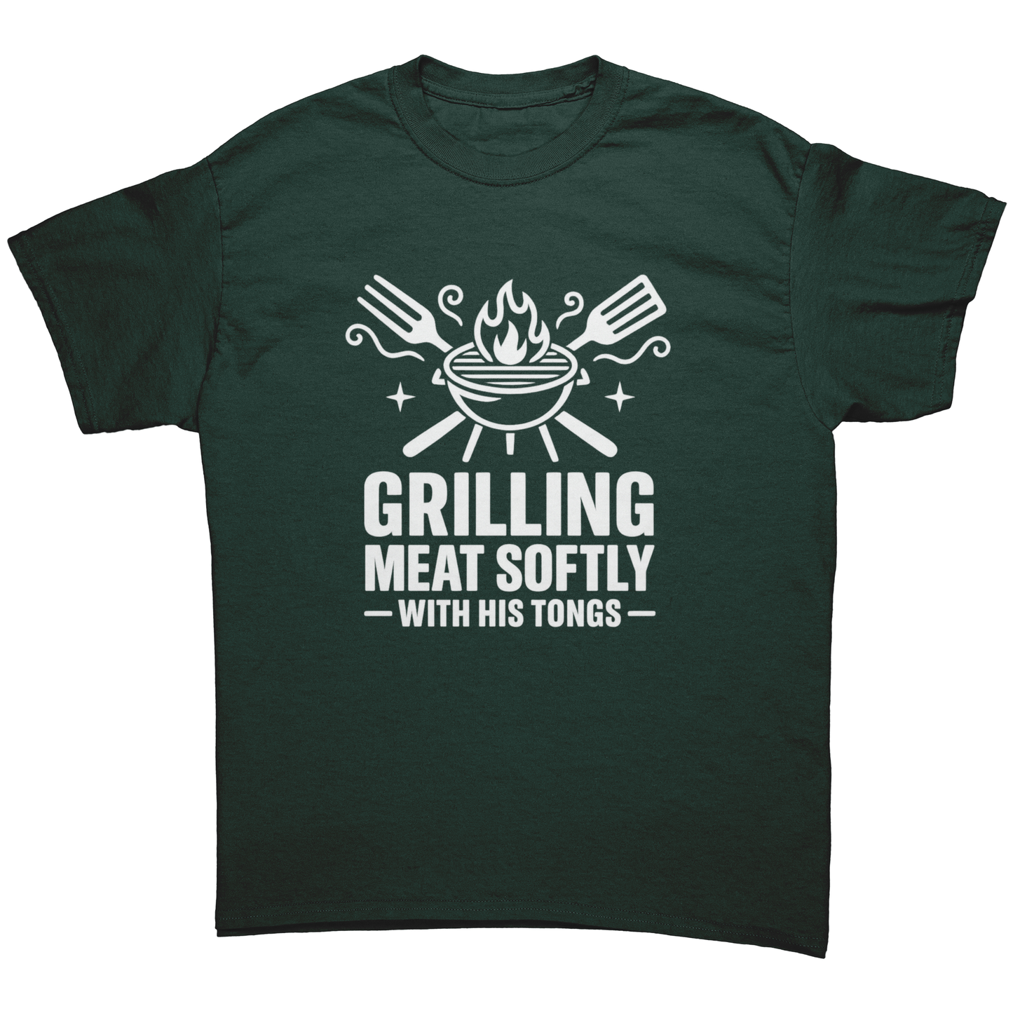 Funny BBQ T-Shirt for Men – “Grilling Meat Softly With His Tongs”