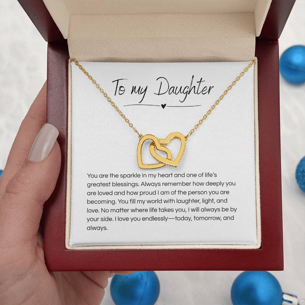 To My Daughter – Interlocking Hearts Necklace - Daughter | Adopted Daughter | StepDaughter | Daughter-in-Law