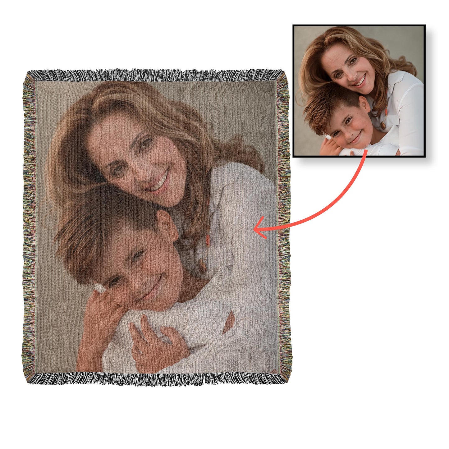 Custom Heirloom Photo Woven Blanket 50"×60" | Personalized Restored Picture Throw