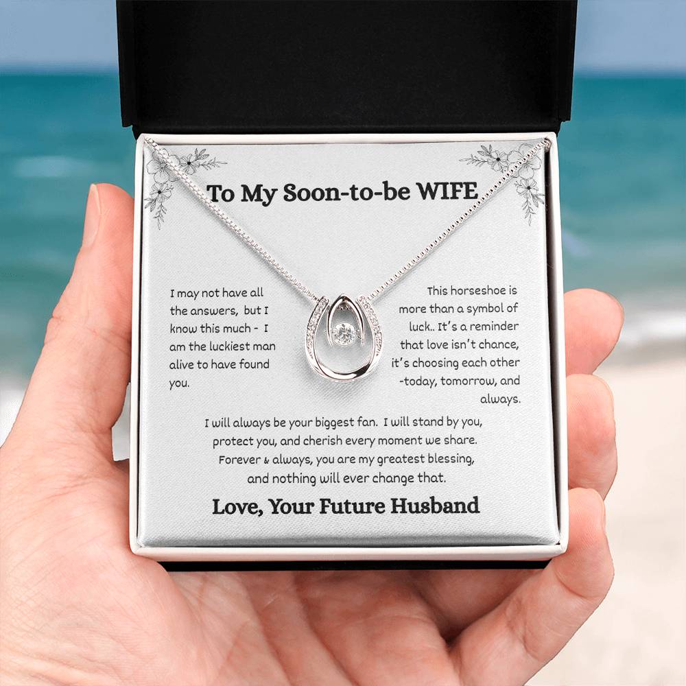 Lucky Horseshoe Necklace Gift – To My Wife, Soon-to-Be Wife, Adopted Daughter, Best Friend, Daughter from Mom, Daughter from Dad
