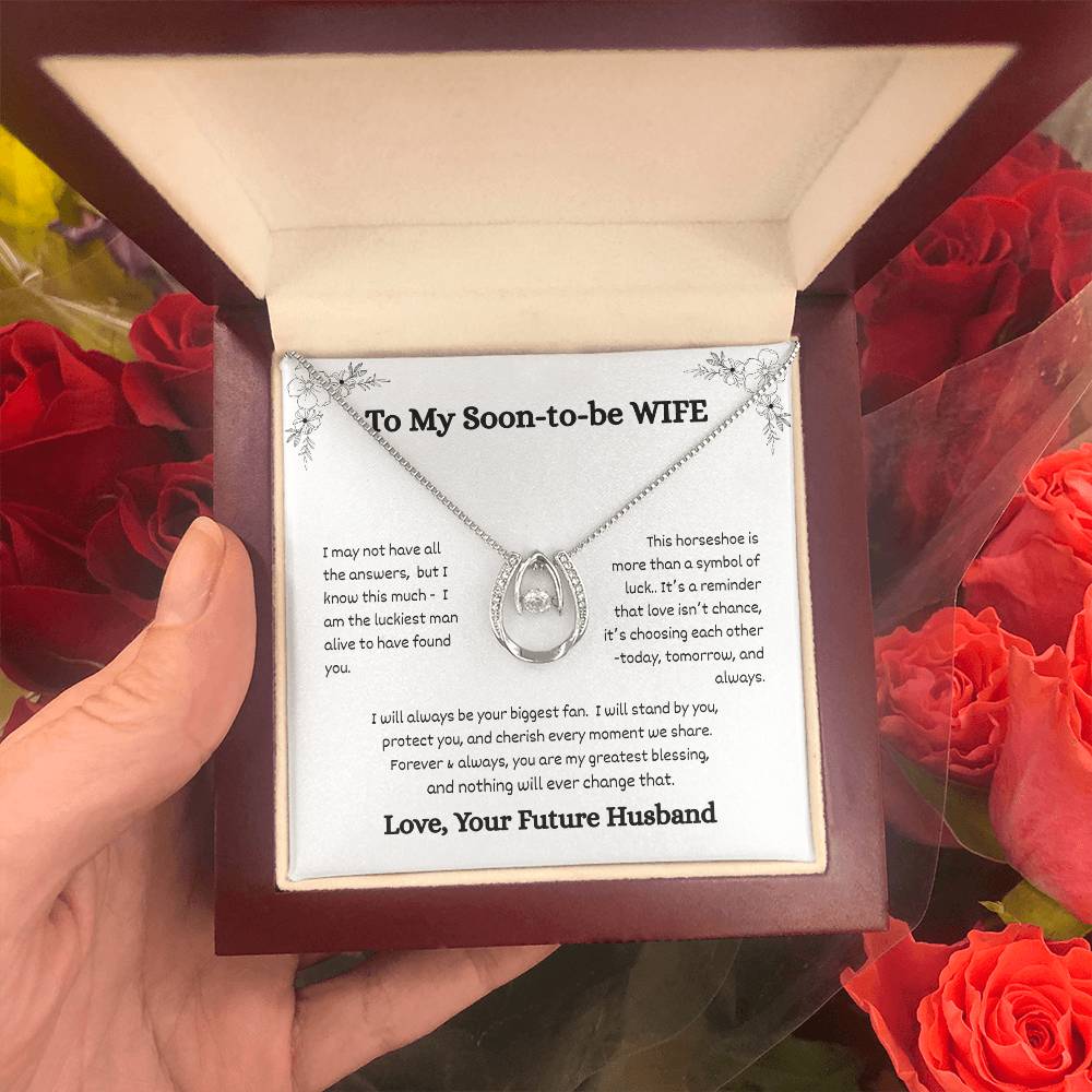 Lucky Horseshoe Necklace Gift – To My Wife, Soon-to-Be Wife, Adopted Daughter, Best Friend, Daughter from Mom, Daughter from Dad
