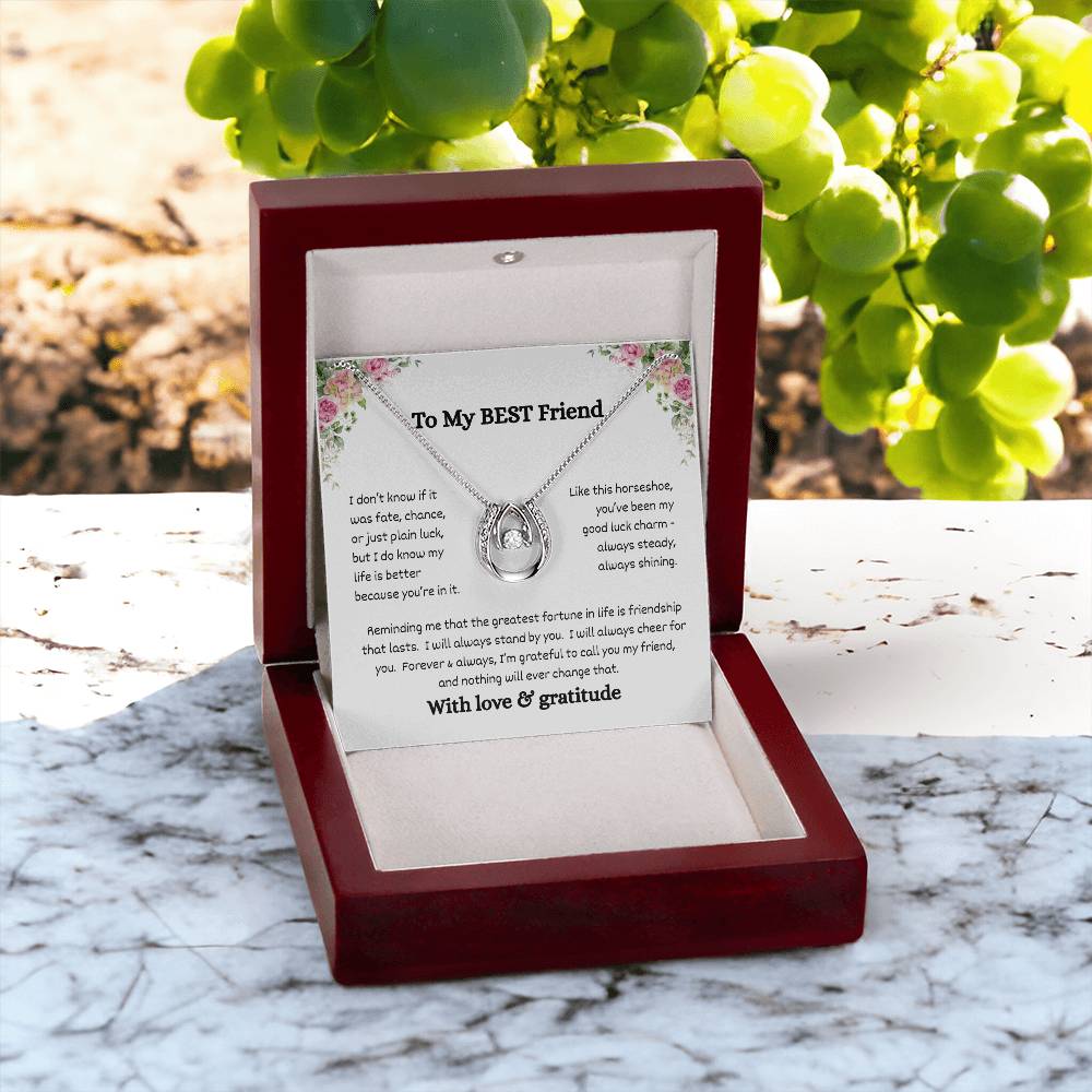 Lucky Horseshoe Necklace Gift – To My Wife, Soon-to-Be Wife, Adopted Daughter, Best Friend, Daughter from Mom, Daughter from Dad