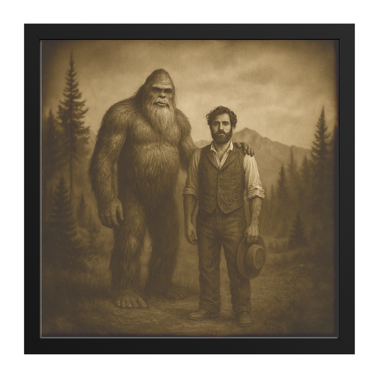Custom Bigfoot Companion Portrait | Square Framed Art Print