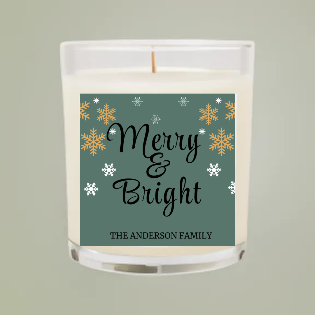Personalized Holiday Christmas Gift - 11oz Soy Candle – Eco-Friendly & USA Made - CUSTOM LABELS