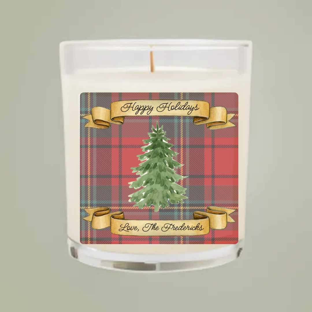 Personalized Holiday Christmas Gift - 11oz Soy Candle – Eco-Friendly & USA Made - CUSTOM LABELS