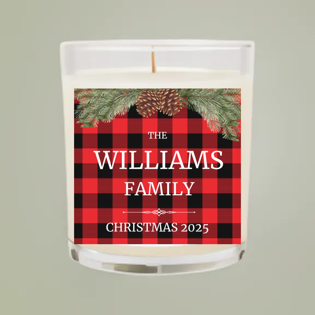 Personalized Holiday Christmas Gift - 11oz Soy Candle – Eco-Friendly & USA Made - CUSTOM LABELS