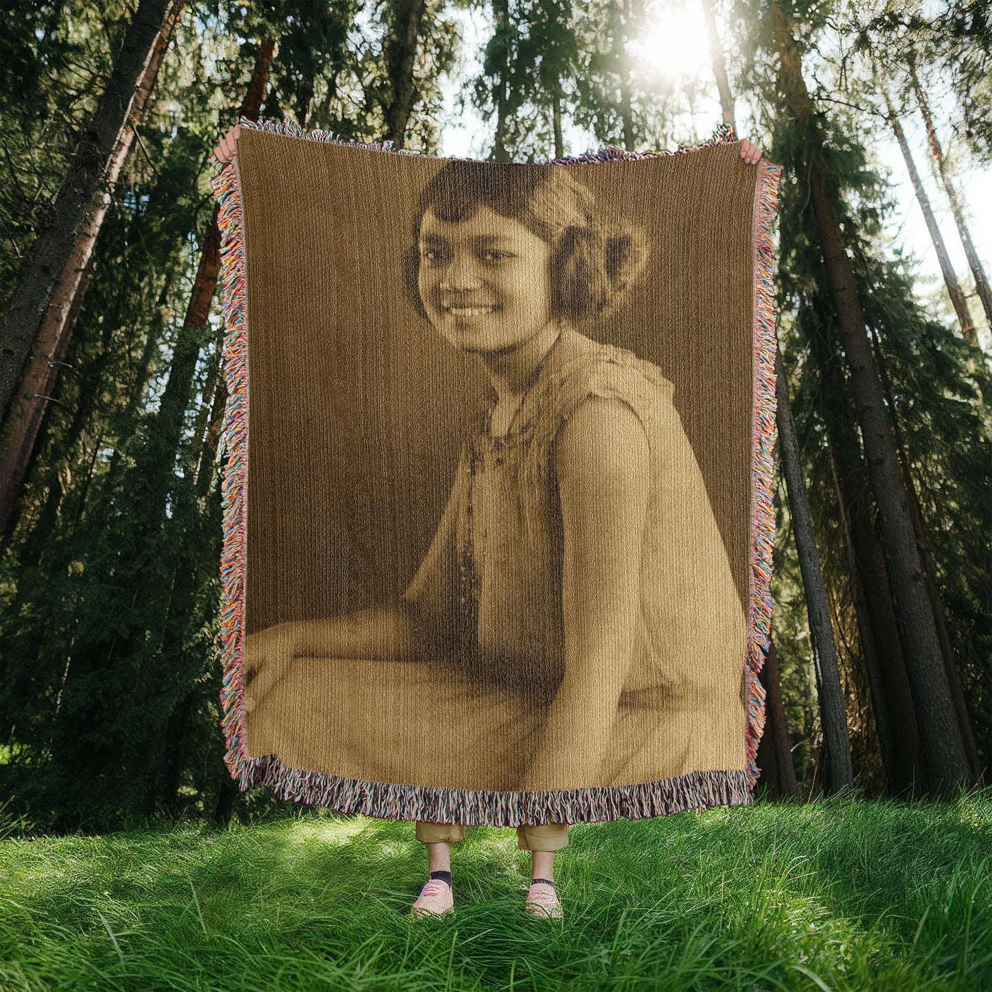 Custom Heirloom Photo Woven Blanket 50"×60" | Personalized Restored Picture Throw