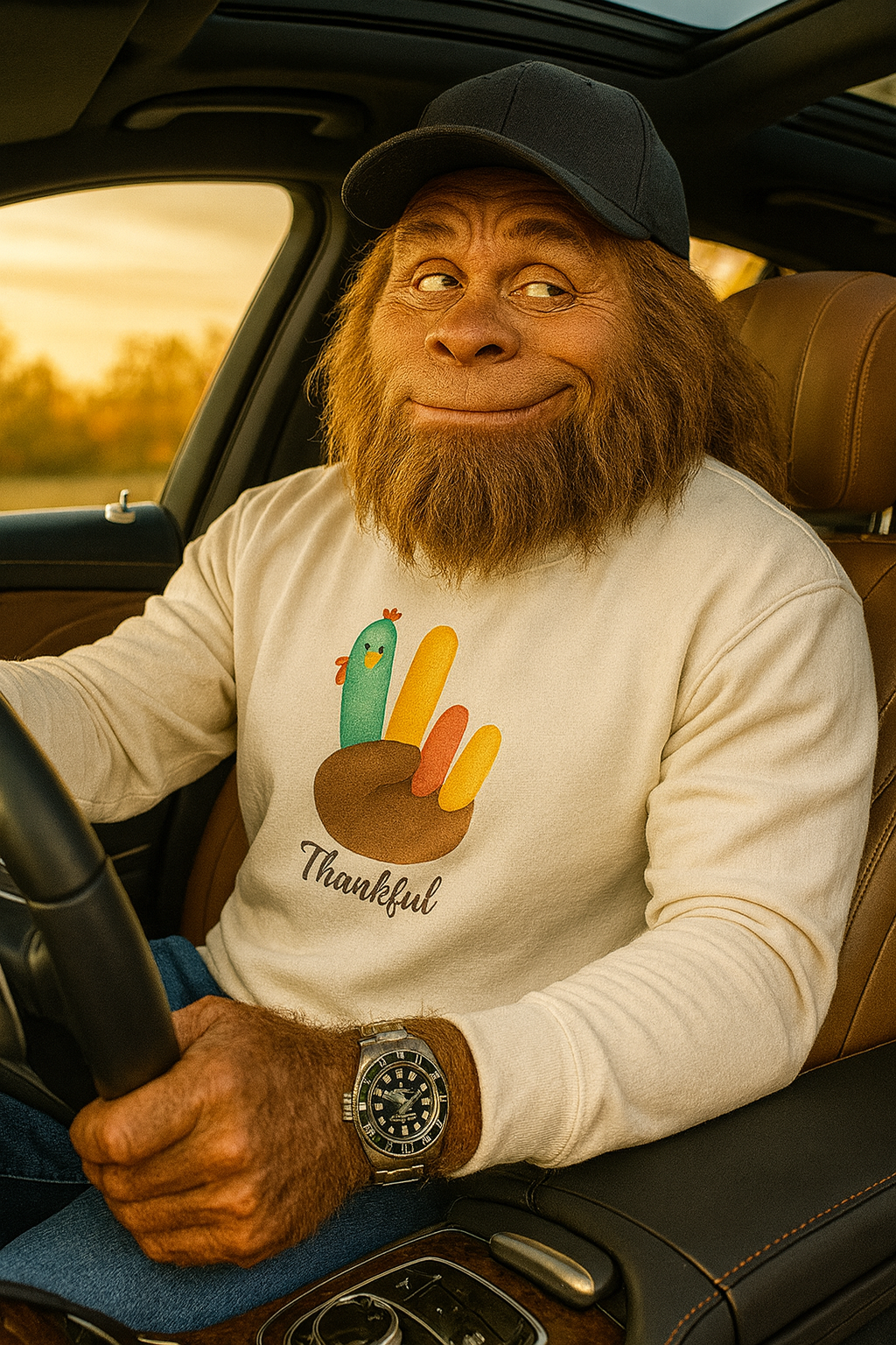 Unisex Thankful Watercolor Turkey Hand Thanksgiving Long Sleeve Tee Shirt