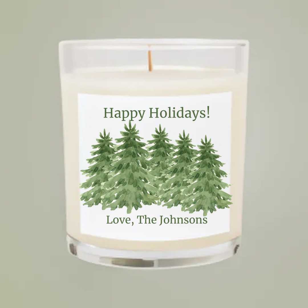 Personalized Holiday Christmas Gift - 11oz Soy Candle – Eco-Friendly & USA Made - CUSTOM LABELS