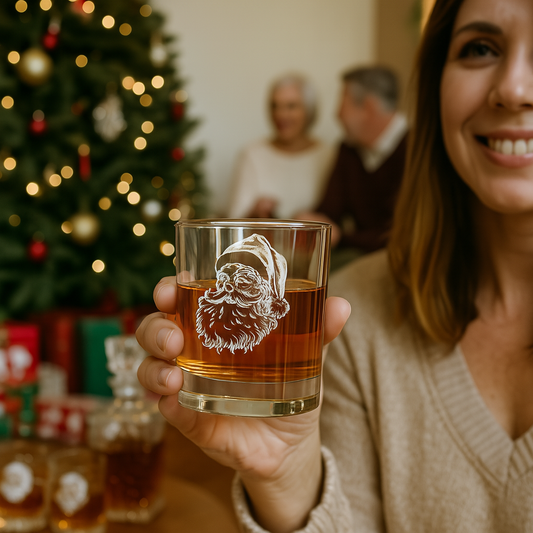 Festive Santa & HoHoHo Christmas Rocks Glass – 10oz