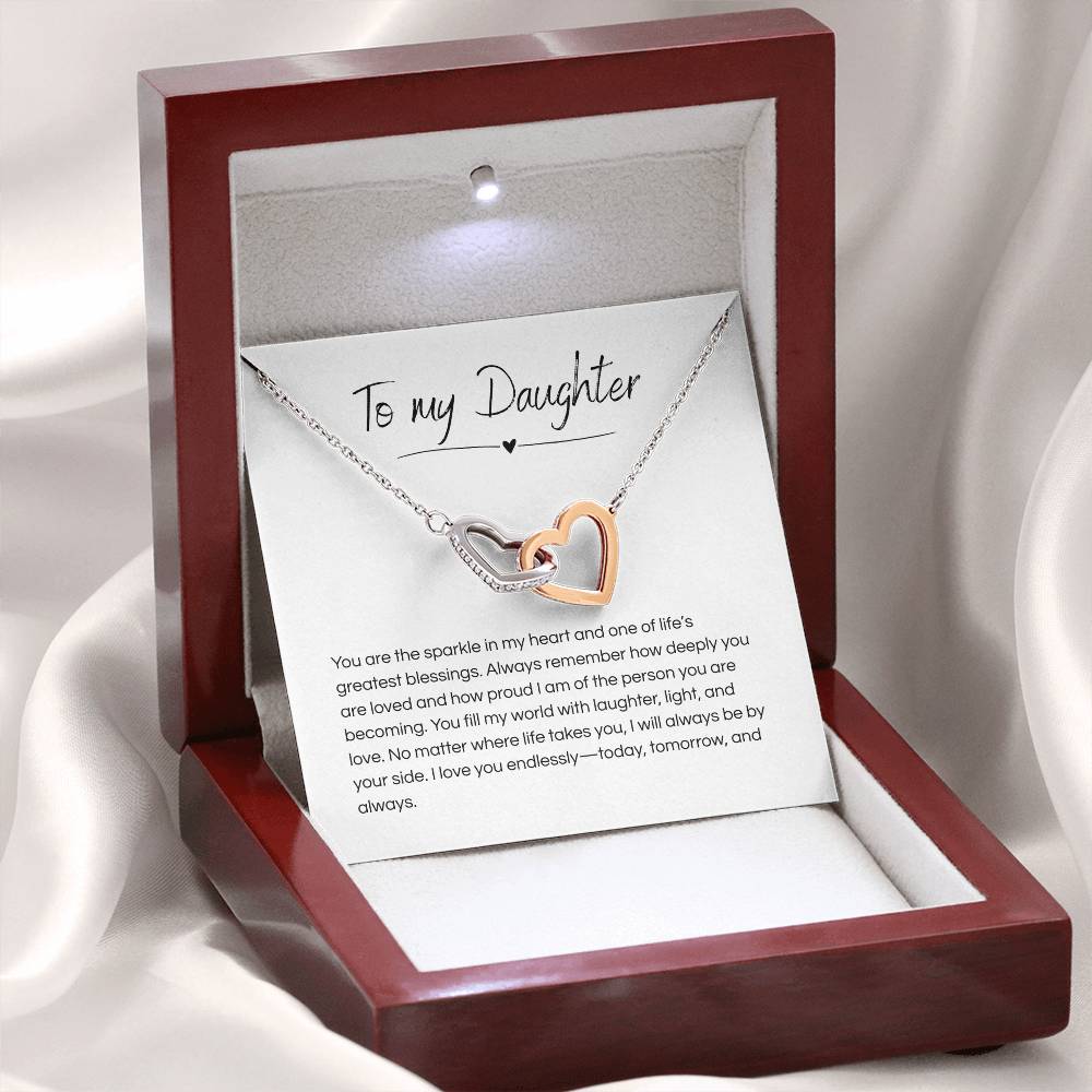 To My Daughter – Interlocking Hearts Necklace - Daughter | Adopted Daughter | StepDaughter | Daughter-in-Law
