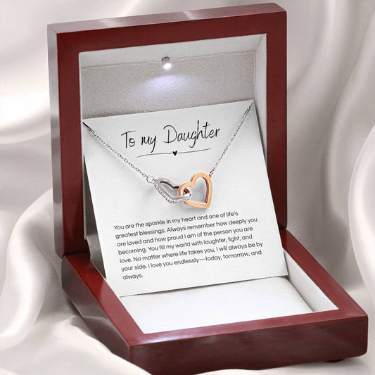 To My Daughter – Interlocking Hearts Necklace - Daughter | Adopted Daughter | StepDaughter | Daughter-in-Law