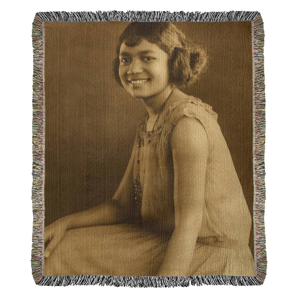 Custom Heirloom Photo Woven Blanket 50"×60" | Personalized Restored Picture Throw