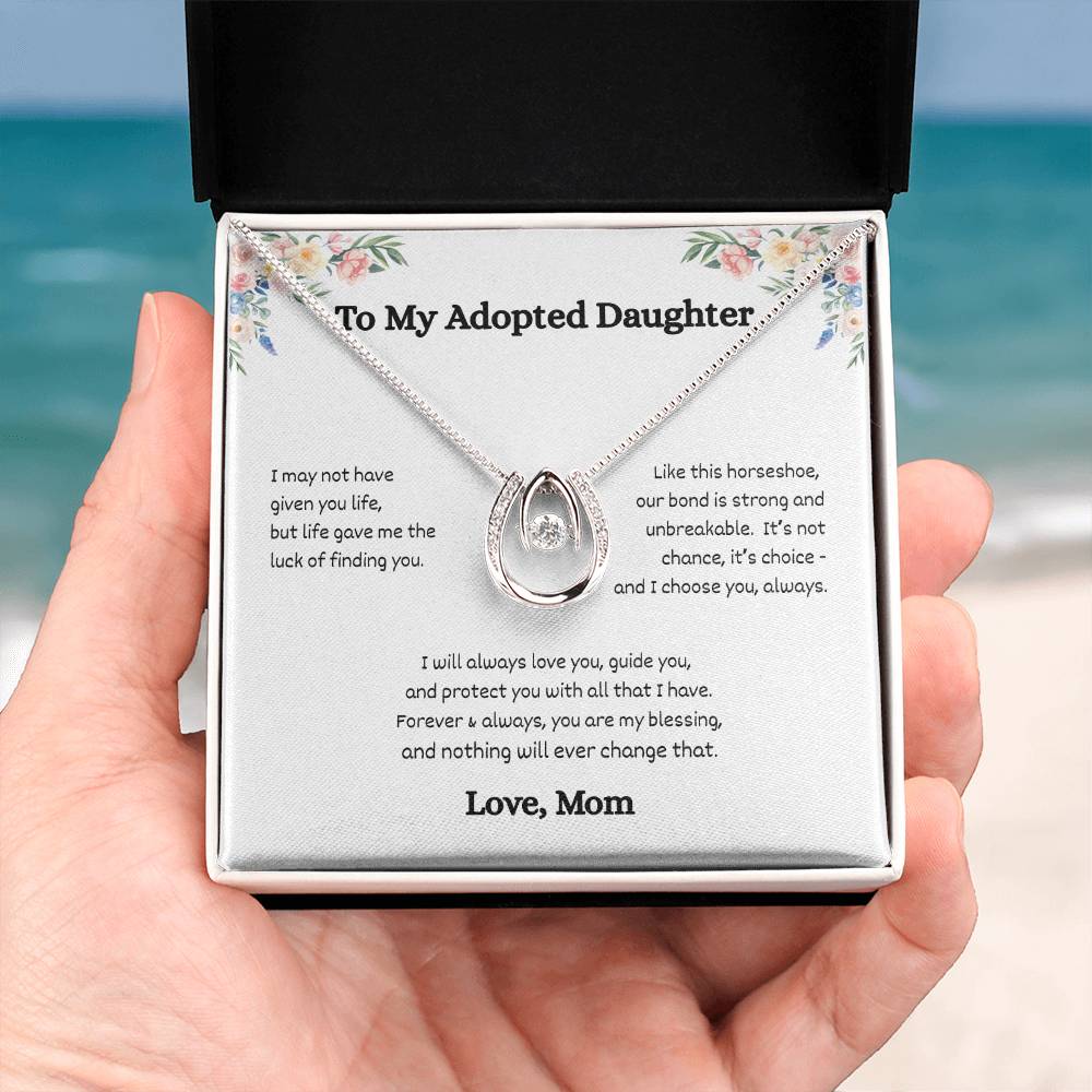 Lucky Horseshoe Necklace Gift – To My Wife, Soon-to-Be Wife, Adopted Daughter, Best Friend, Daughter from Mom, Daughter from Dad