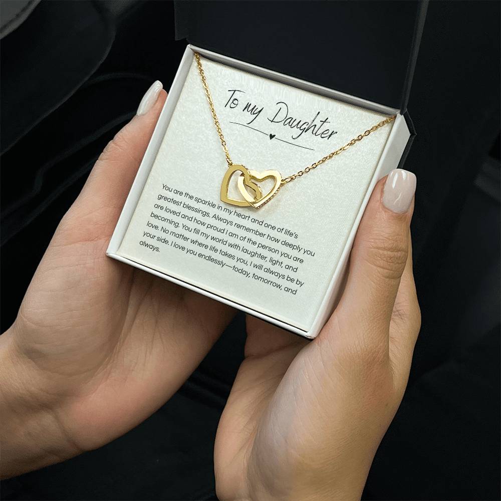 To My Daughter – Interlocking Hearts Necklace - Daughter | Adopted Daughter | StepDaughter | Daughter-in-Law