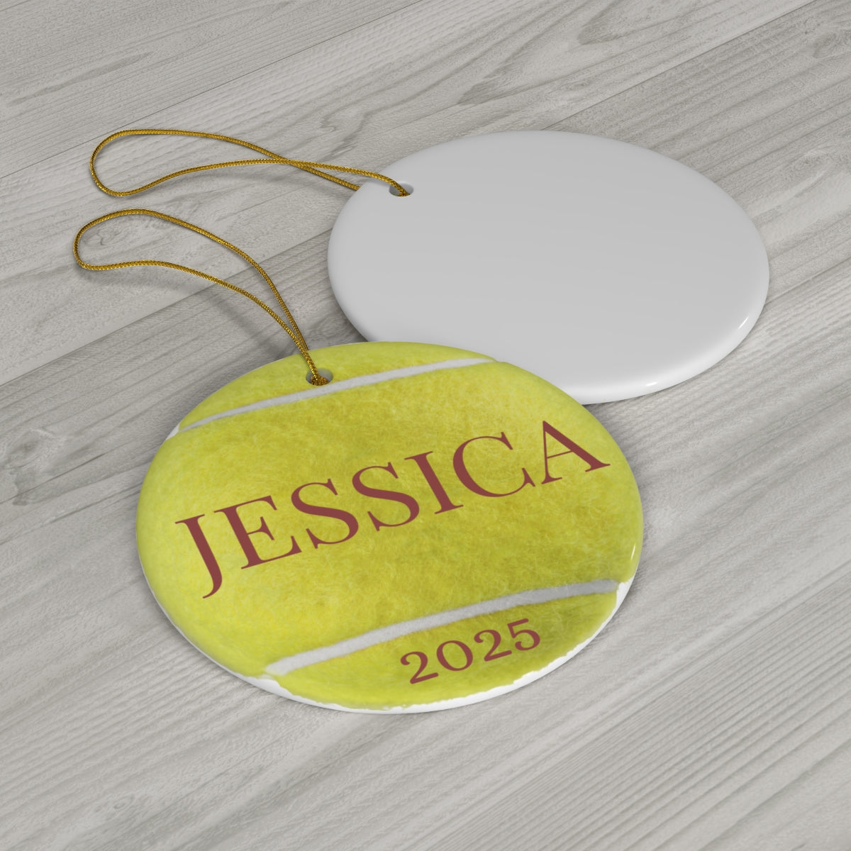 Personalized Sports Ball Christmas Ornament | Baseball, Basketball, Tennis | Custom Name & Year | Round Porcelain