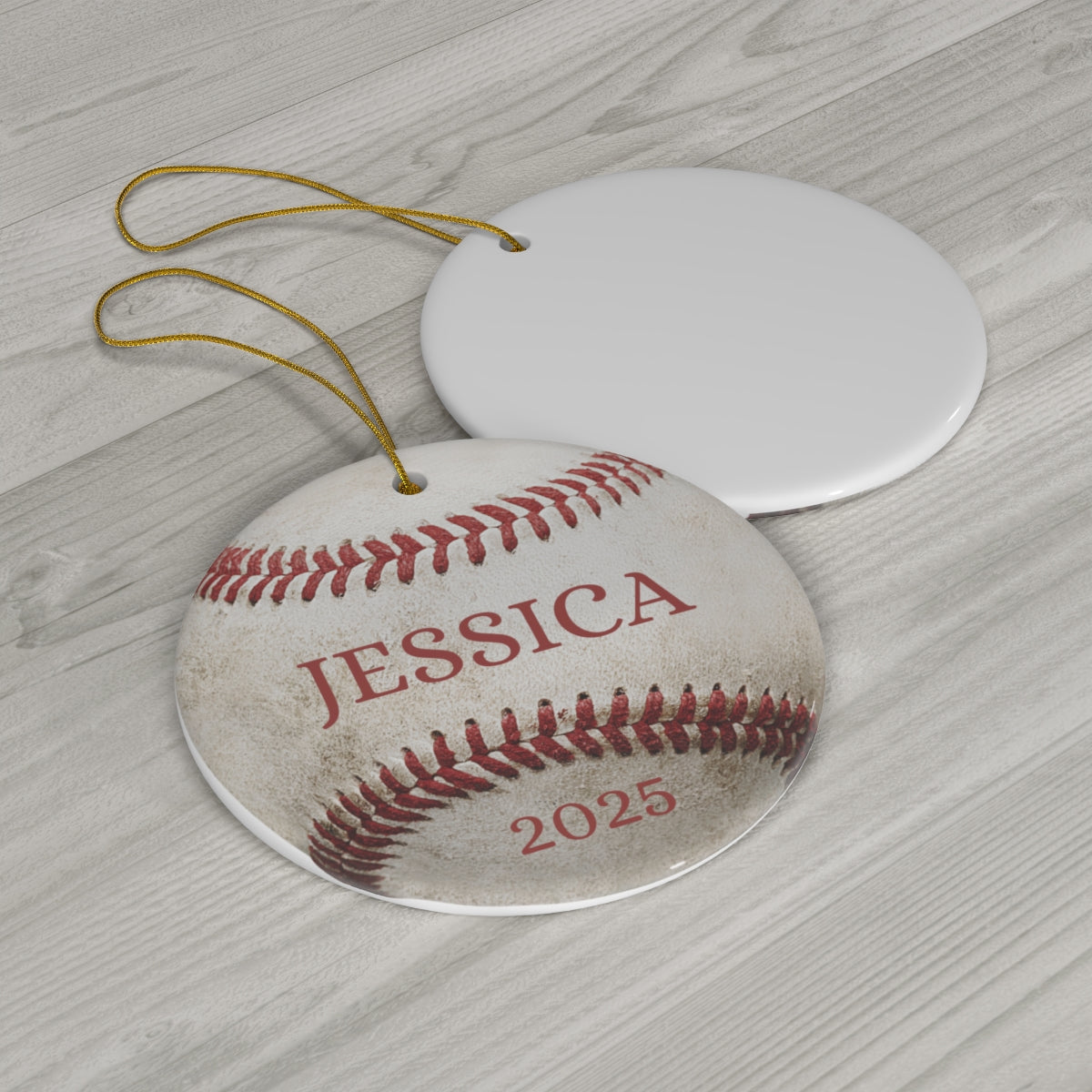 Personalized Sports Ball Christmas Ornament | Baseball, Basketball, Tennis | Custom Name & Year | Round Porcelain