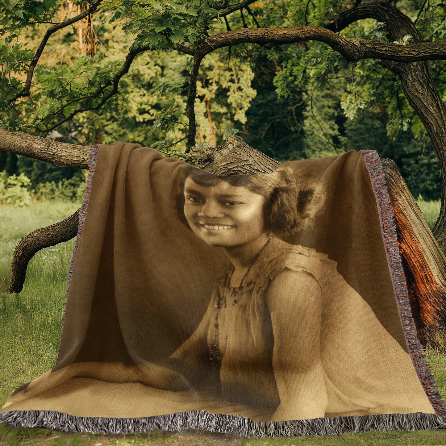 Custom Heirloom Photo Woven Blanket 50"×60" | Personalized Restored Picture Throw