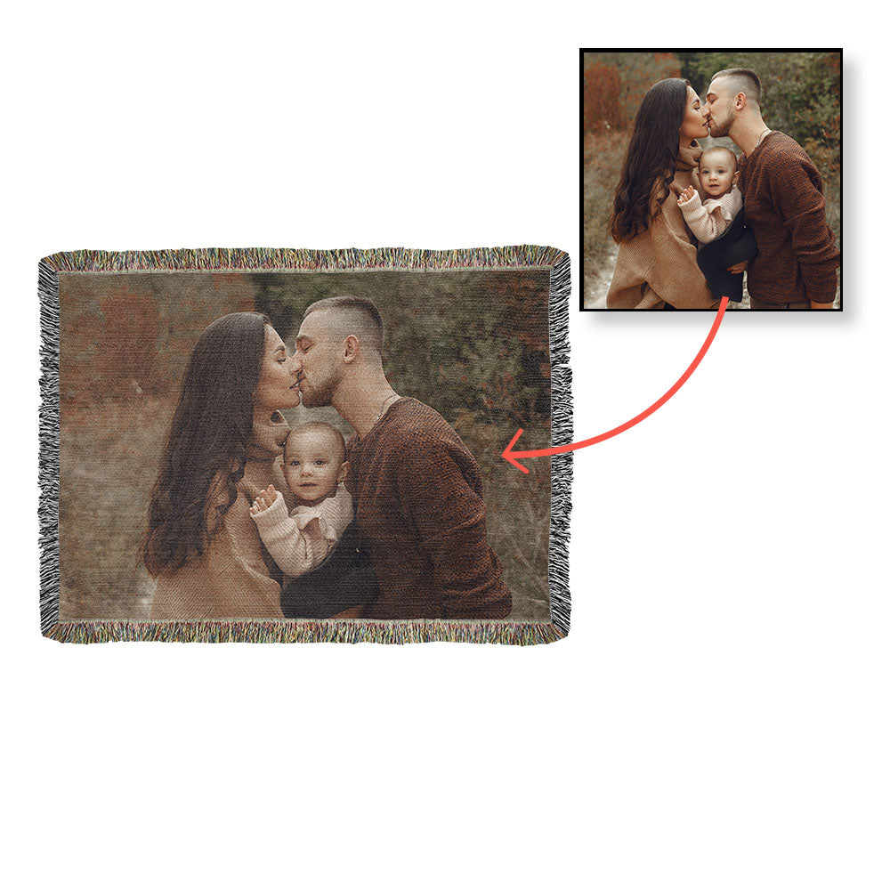 Custom Memorial Photo Woven Blanket – "Always Remembered, Always Missed, Always Loved"