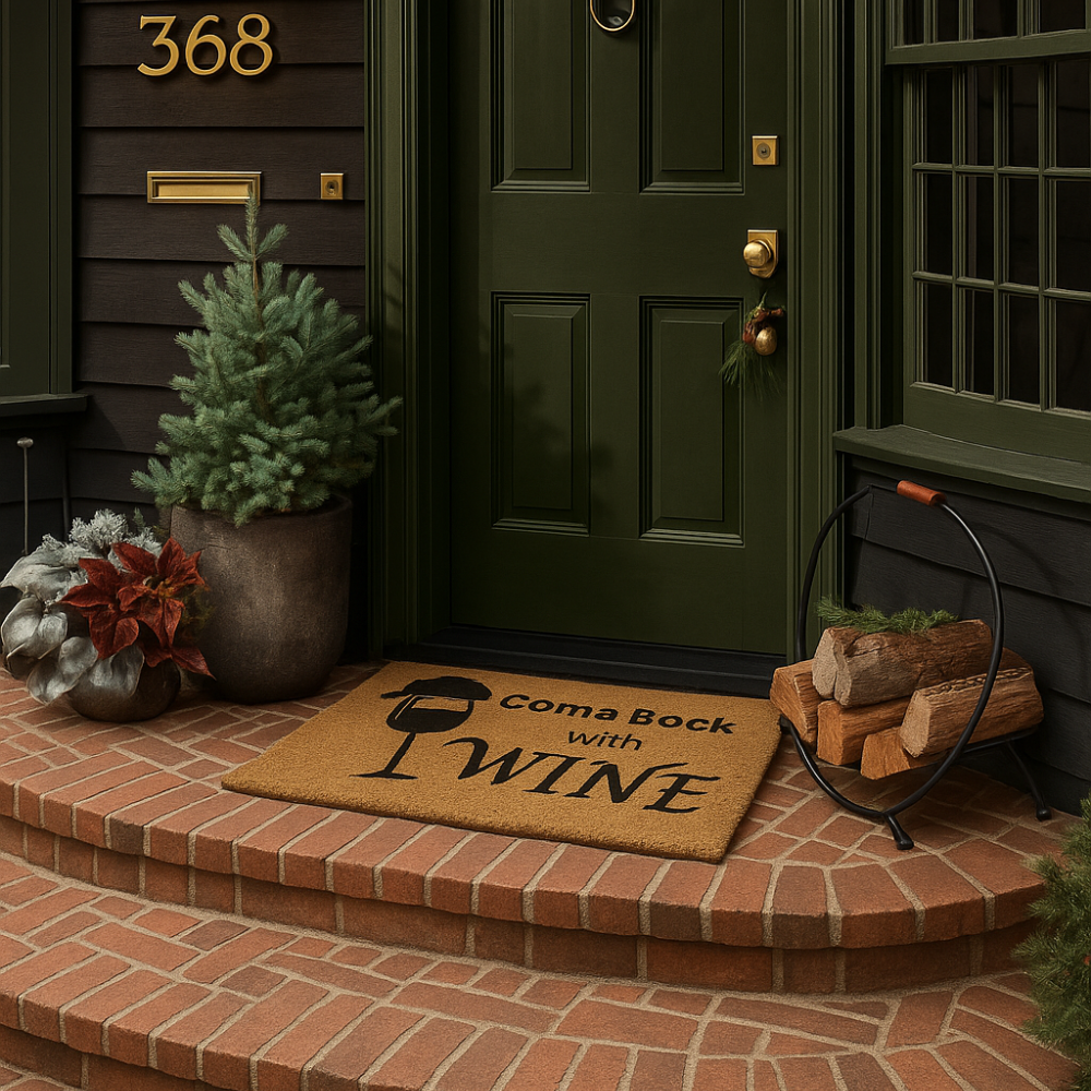 Come Back With Wine Funny Christmas Doormat – Natural Coir Welcome Mat for Wine Lovers